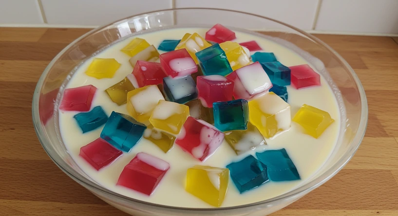 Gelatina Colorida com Creme
